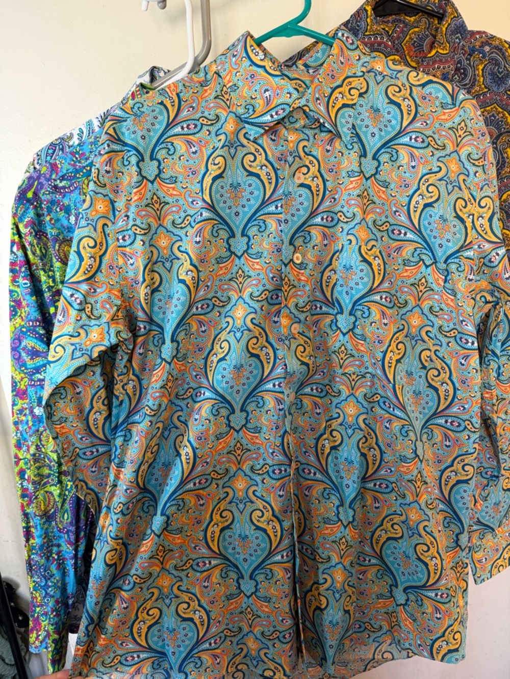 Alan Flusser Style Colorful Statement paisley Shirts bundle (3)